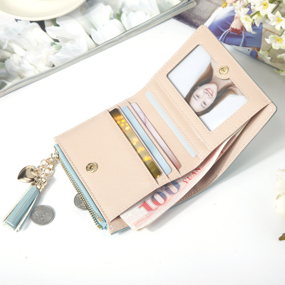 Short Mini Lady's Thin Zipper Korean Ladies Wallets