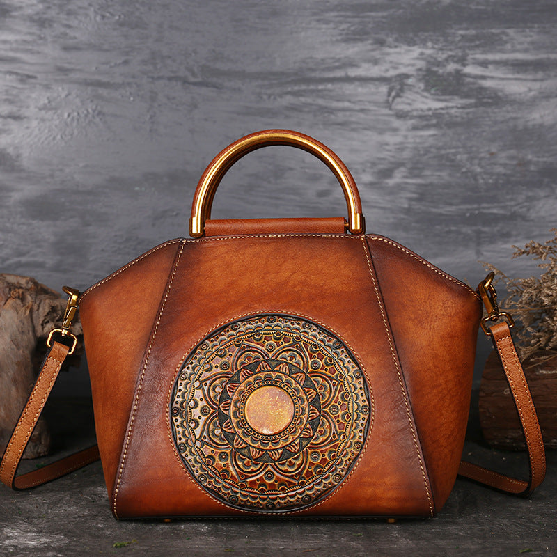 Women's Leather High-grade Niche Large Capacity National Handbags