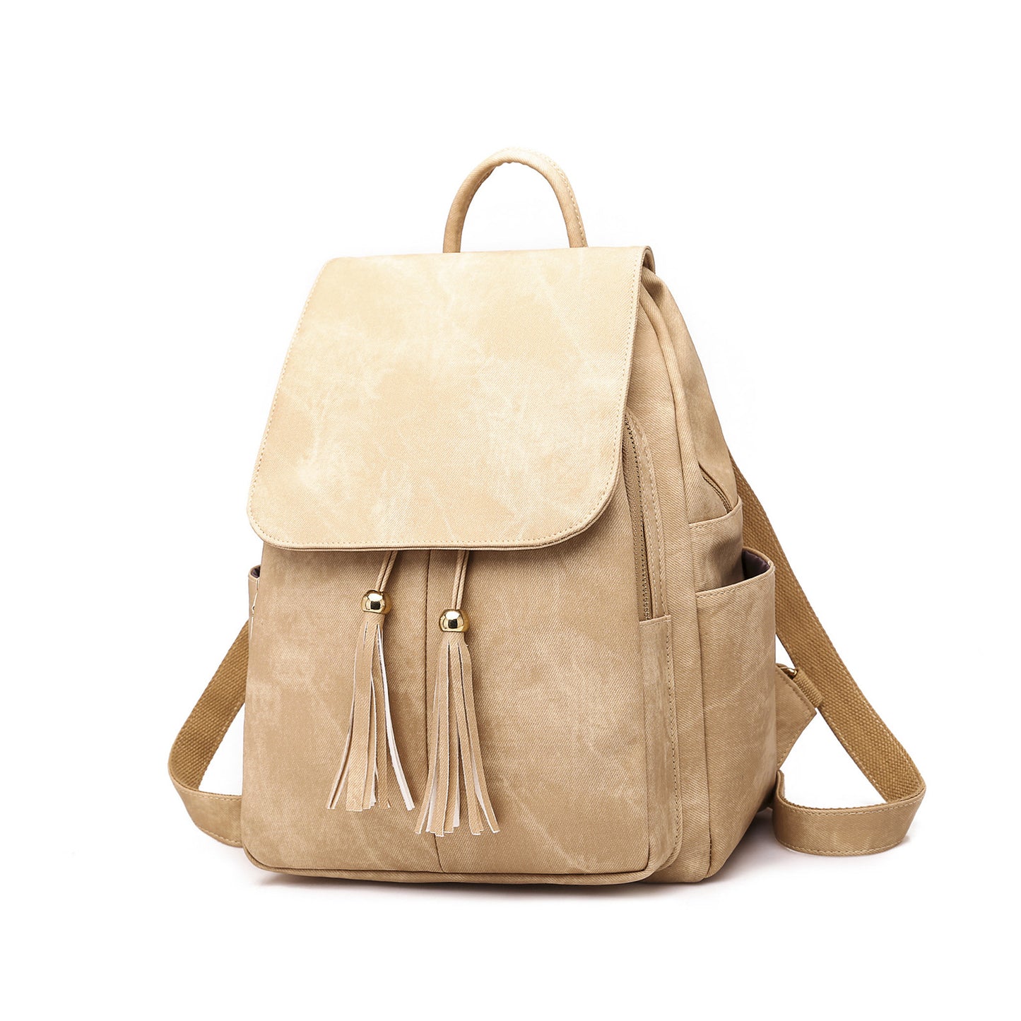 Women's Candy Color Large Capacity Trendy Tassel Backpacks