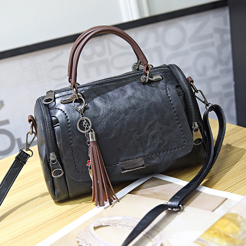 Women's Spring Korean Style Retro Boston Pillow Portable Bags