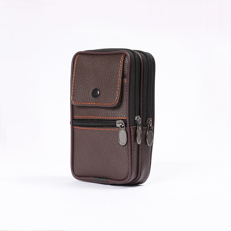 Men's Cell Leisure Vertical Leather Stall Men's Waist Packs