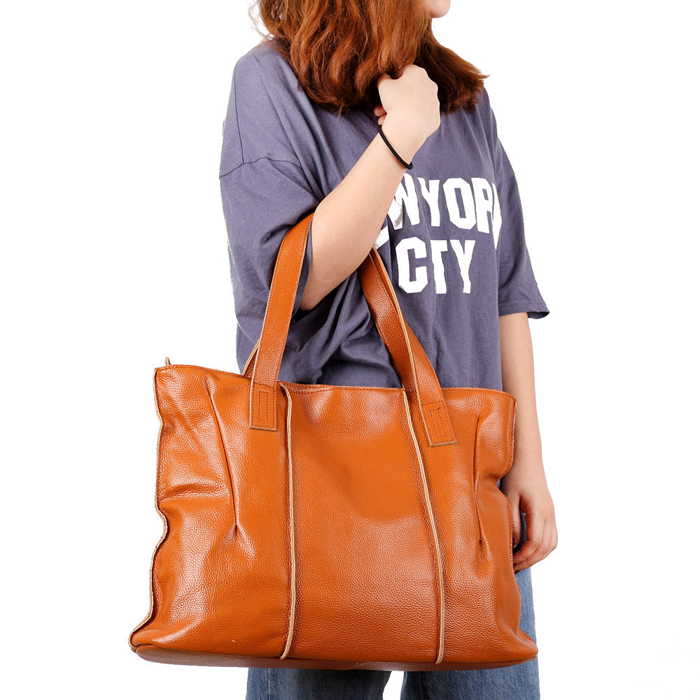 Women's Large Capacity Soft Leather Genuine Big Shoulder Bags