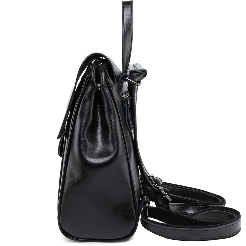 Women's Versatile Fashion Leather Oil Wax Backpacks