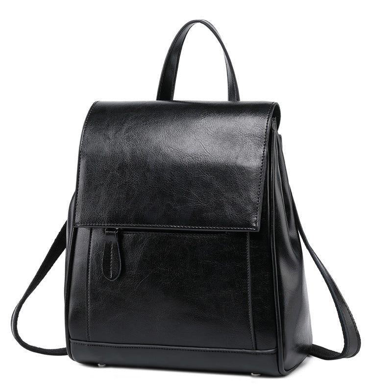 Women's Versatile Fashion Leather Oil Wax Backpacks