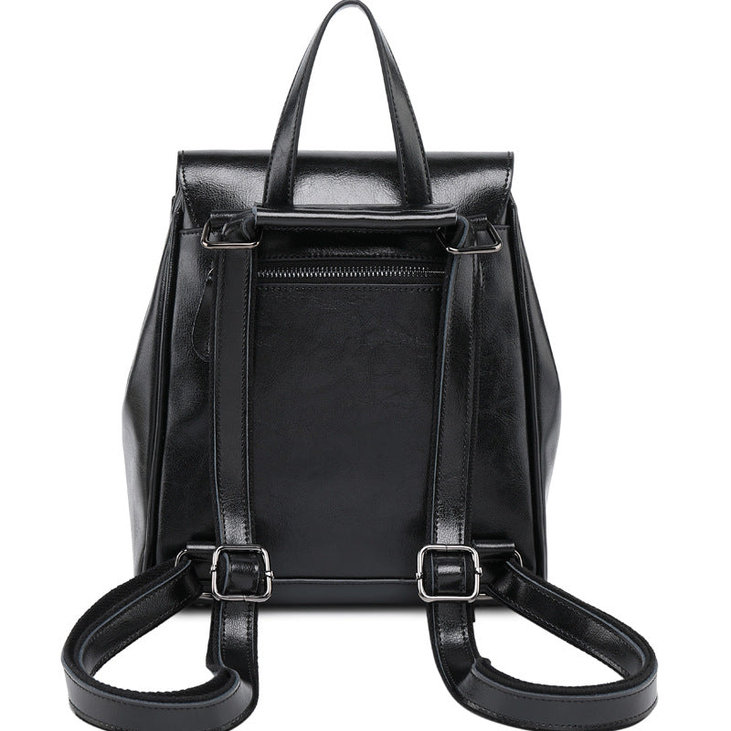 Women's Versatile Fashion Leather Oil Wax Backpacks