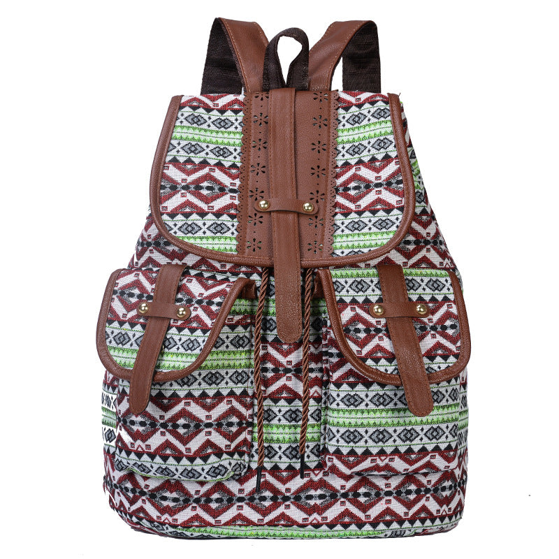 Women's Ethnic Style Retro Pattern Canvas Fashion Backpacks