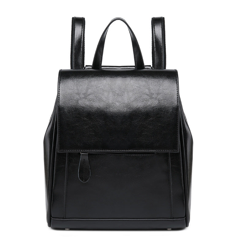 Women's Versatile Fashion Leather Oil Wax Backpacks