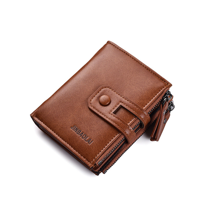 Men's Durable Vintage Multifunctional Double Zipper Men's Wallets