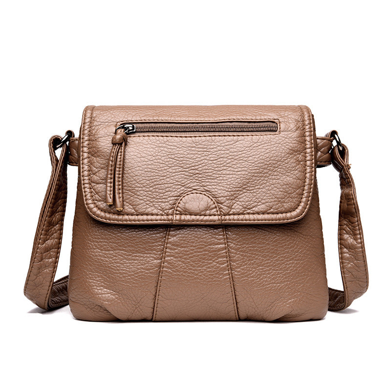 Elegant Women's Fashion Washed Soft Leather Shoulder Bags