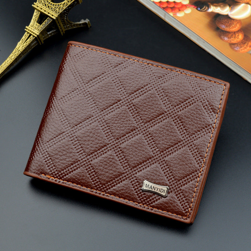 Men's Green Fashion Diamond Plaid Multiple Slots Soft Men's Wallet