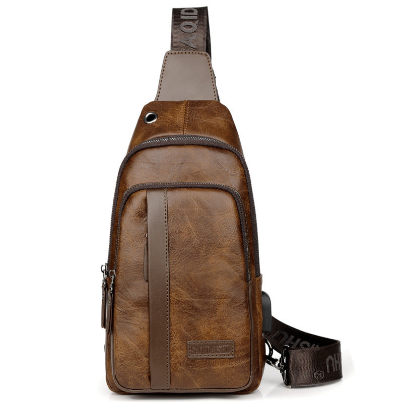 Men's Cool Kangaroo Trendy Retro Leather Men's Chest Bags