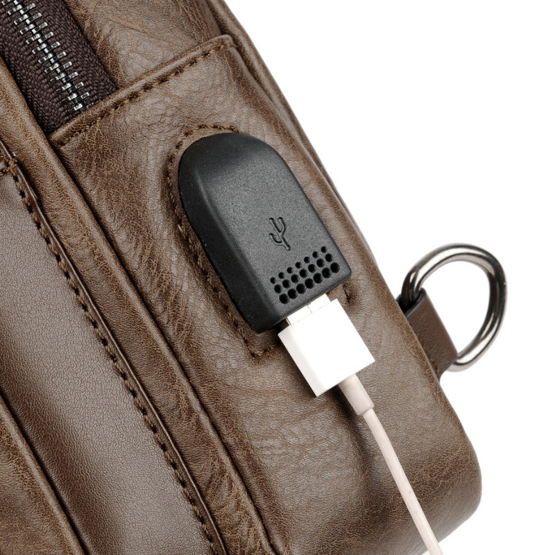 Men's Cool Kangaroo Trendy Retro Leather Men's Chest Bags