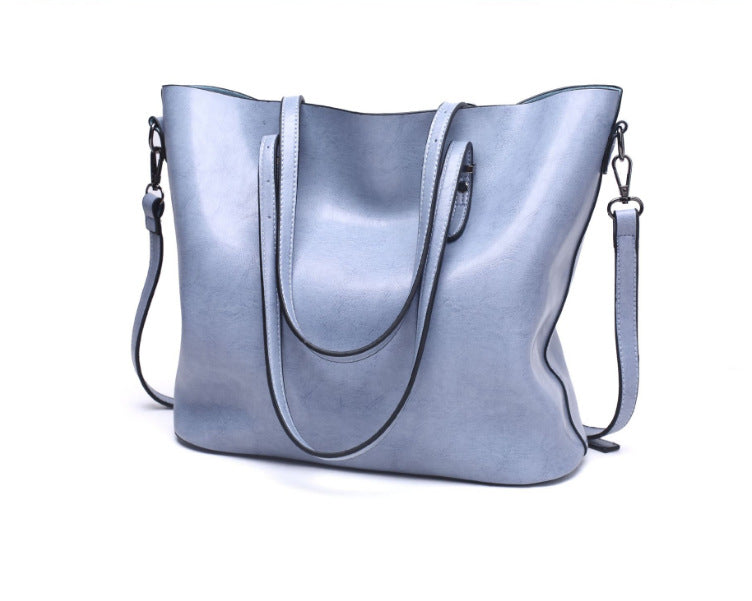 Women's Oil Wax Leather Big Large Capacity Shoulder Bags
