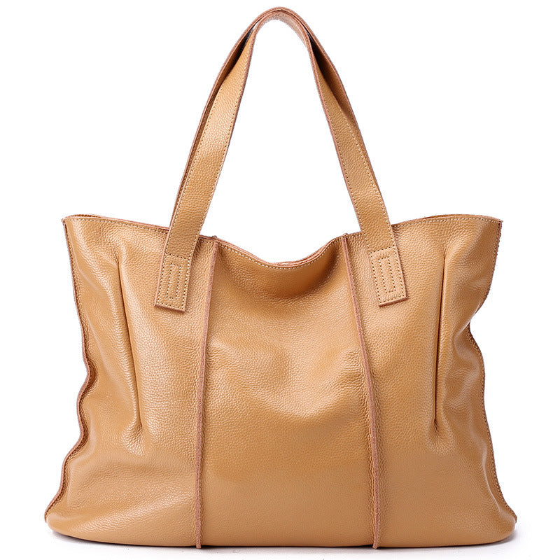 Women's Large Capacity Soft Leather Genuine Big Shoulder Bags