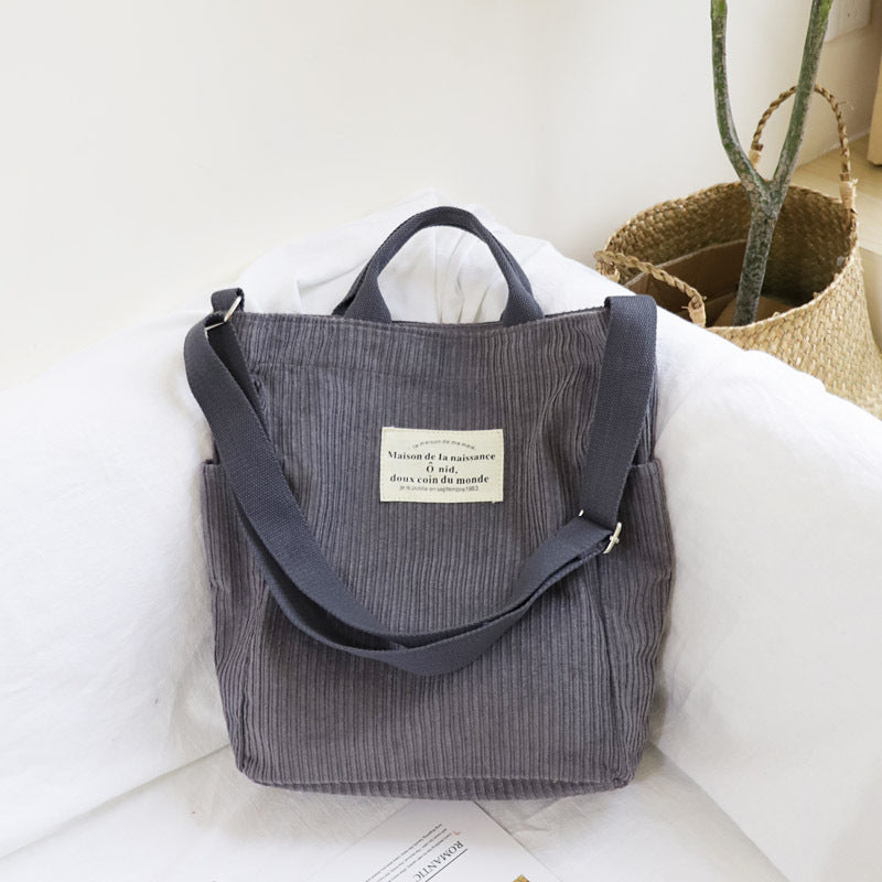 Corduroy Canvas Korean Style Artistic Simple Mori Crossbody Bags