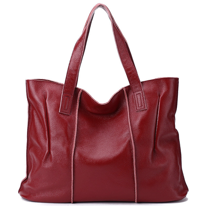 Women's Large Capacity Soft Leather Genuine Big Shoulder Bags