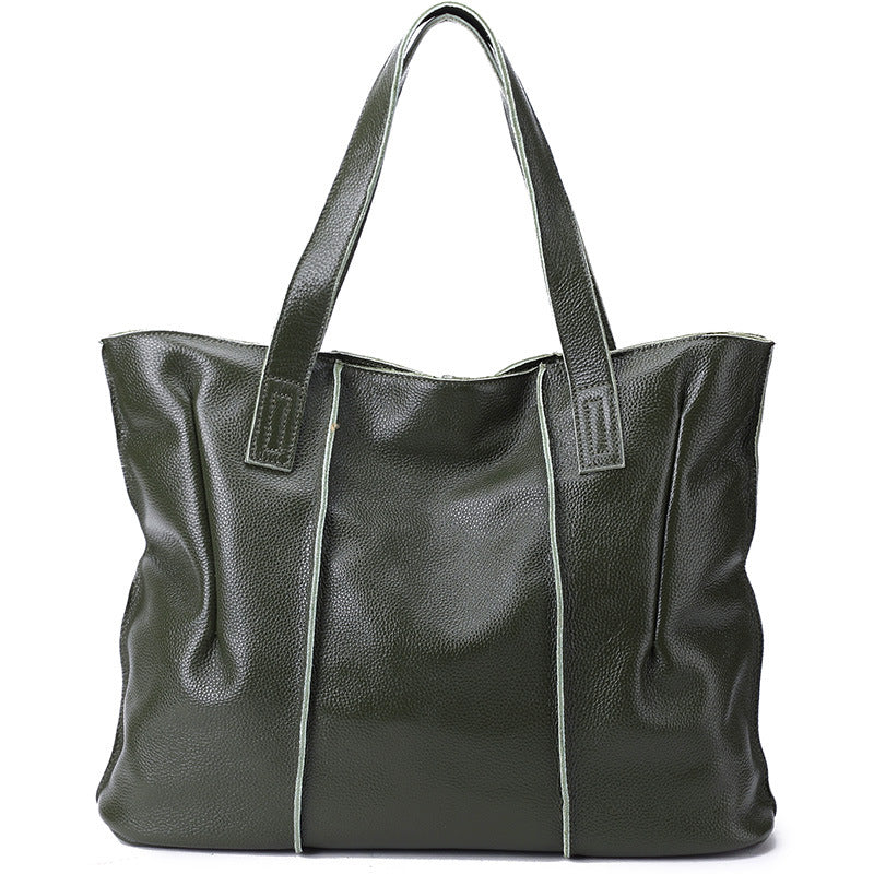Women's Large Capacity Soft Leather Genuine Big Shoulder Bags