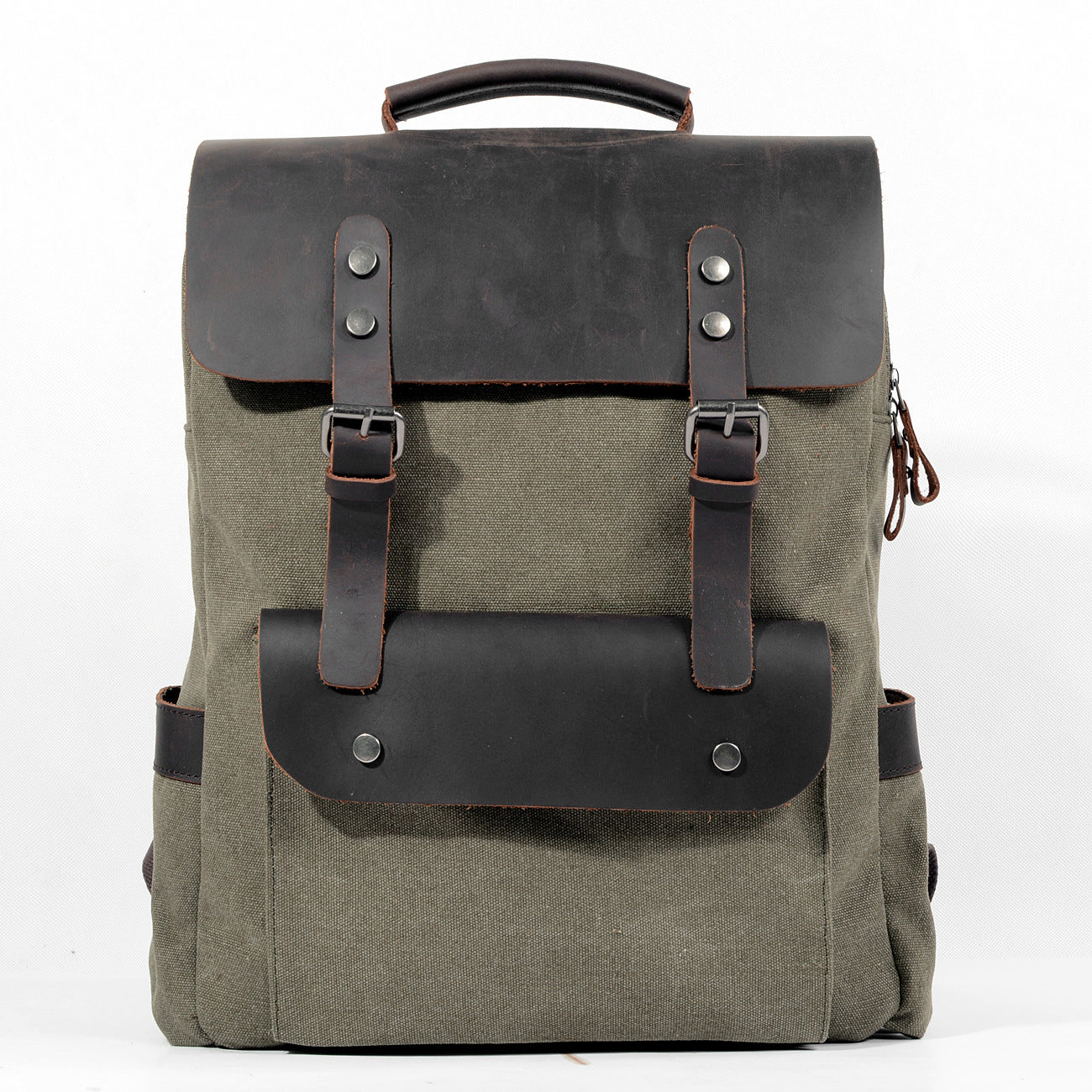 Canvas Neutral College Style Cotton With First Layer Crazy Horse Backpacks