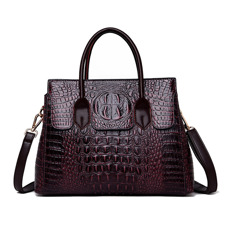 Versatile Women's Crocodile Pattern Fashion Big Handbags