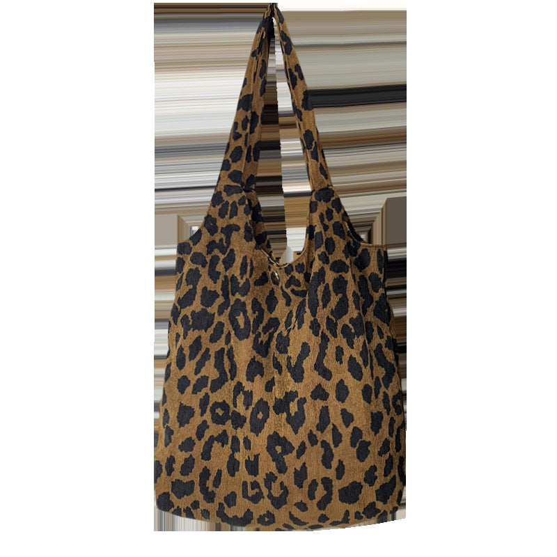 Leopard Print Canvas Female Versatile Cloth Shoulder Bags