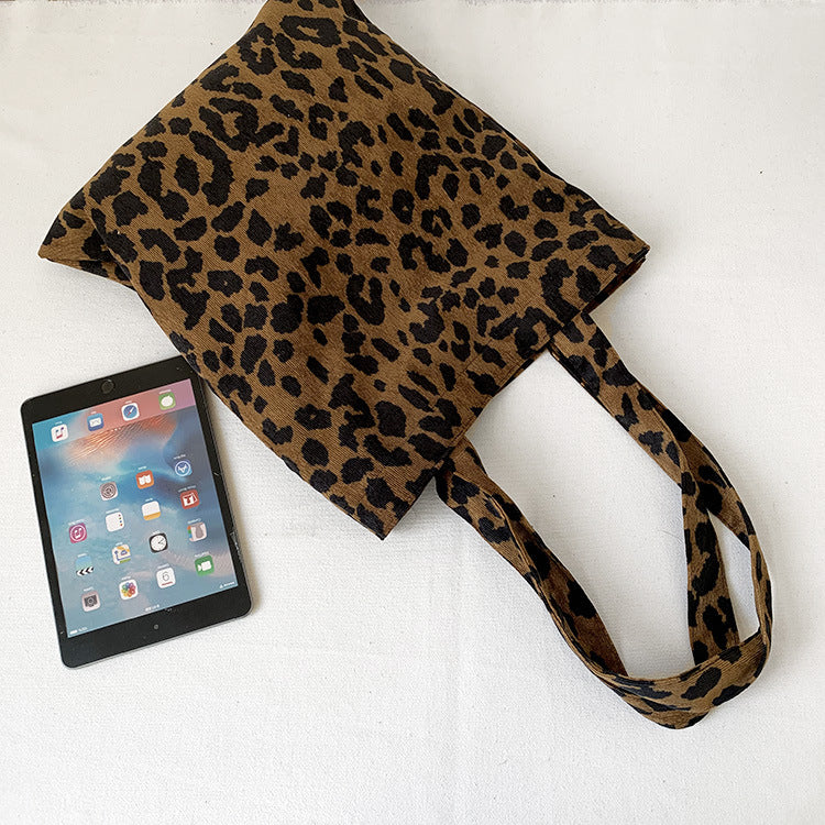 Leopard Print Canvas Female Versatile Cloth Shoulder Bags