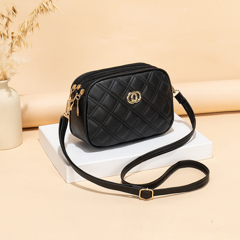 Fashion Simple Diamond Plaid Heart-shaped Wave Crossbody Bags