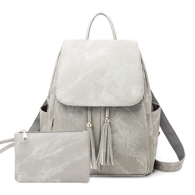 Women's Candy Color Large Capacity Trendy Tassel Backpacks