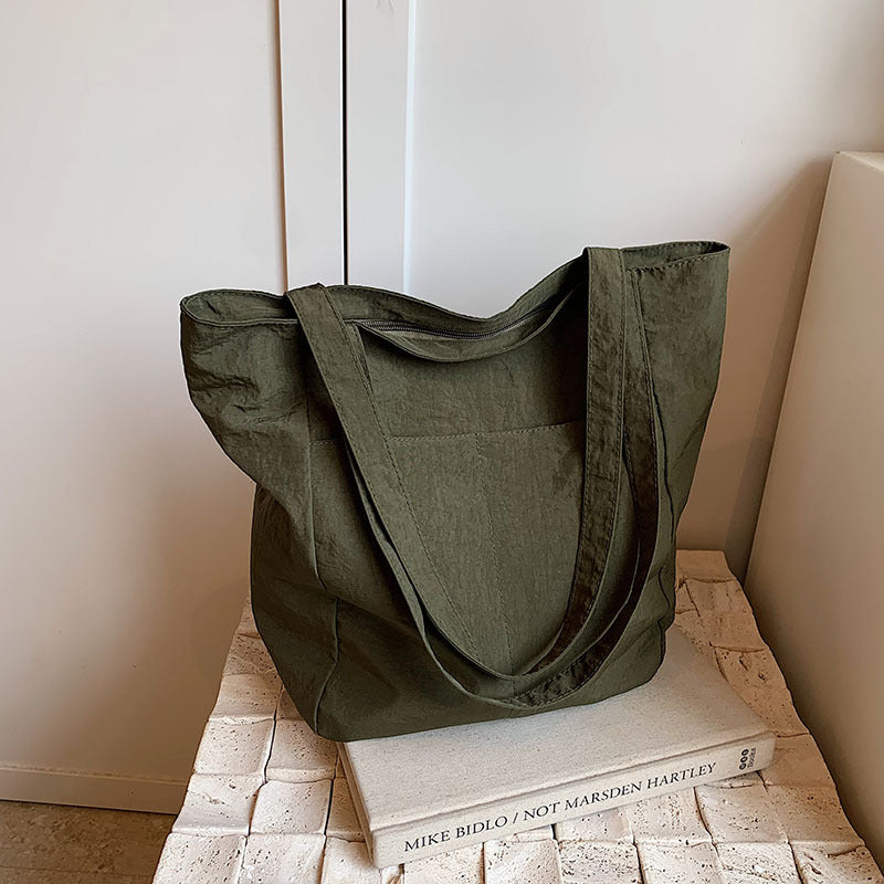Women's Capacity Artistic Simple Washed Cloth For Shoulder Bags