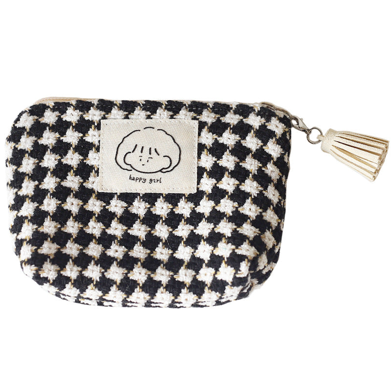 Women's Winter Plaid Portable Korean Cute Storage Coin Purses