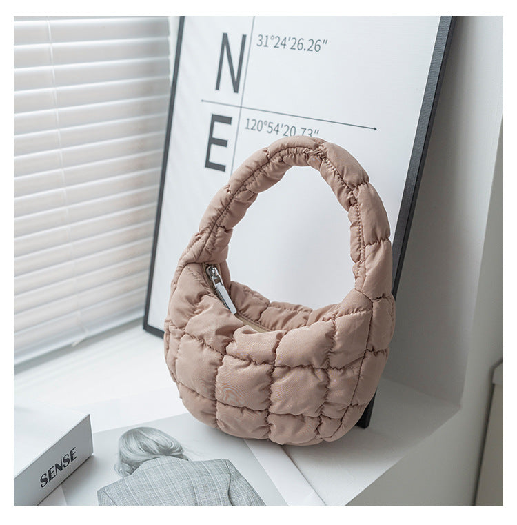 Women's Pleated Cloud Niche Plaid Bubble Down Handbags