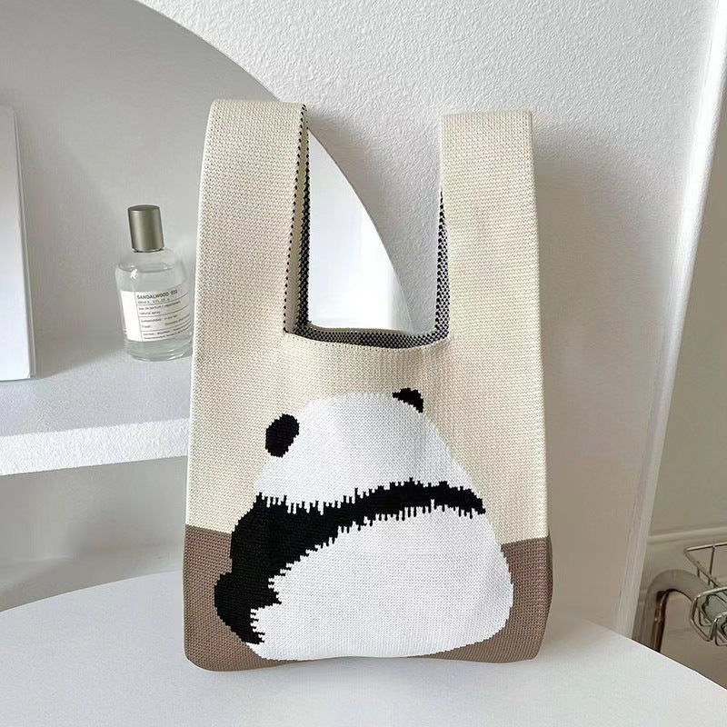 Women's Boat Festival Panda Knitted Wrist Handbags