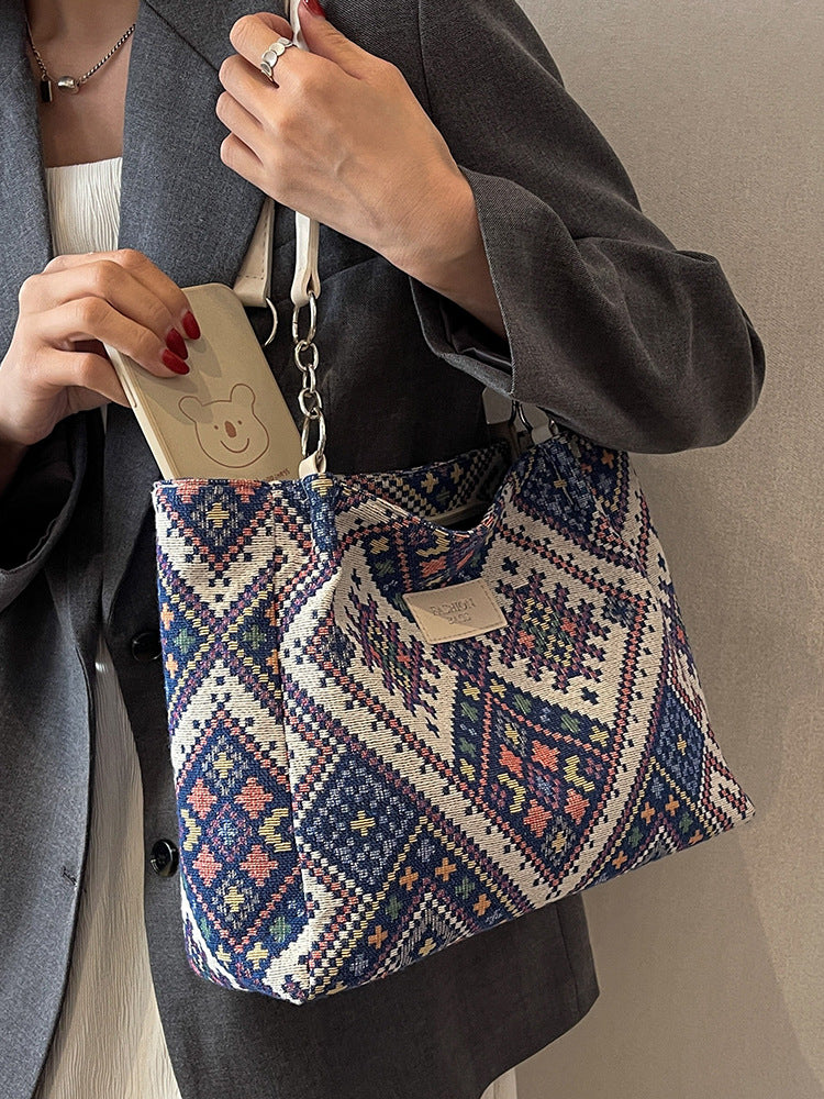 Women's Ethnic Style Large Capacity Commuter Canvas Shoulder Bags
