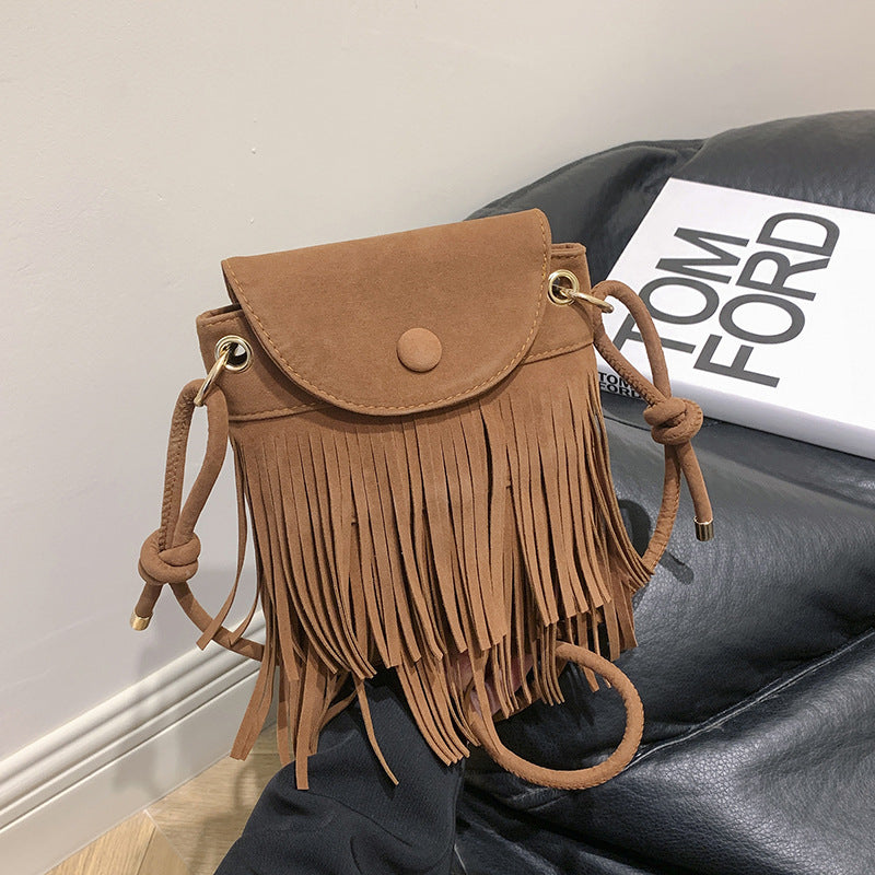 Women's Suede Trendy Tassel Retro Style Large Shoulder Bags