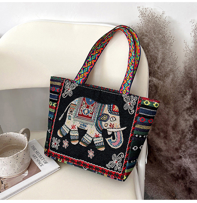 Women's Ethnic Style Embroidered Artistic Retro Large Capacity Linen Handbags