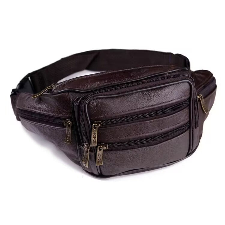 Men's Leather Pocket Multifunctional Waterproof Cell Business Men's Waist Packs