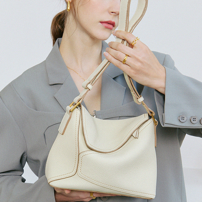 Women's Genuine Leather First Layer Cowhide Geometric Shoulder Bags