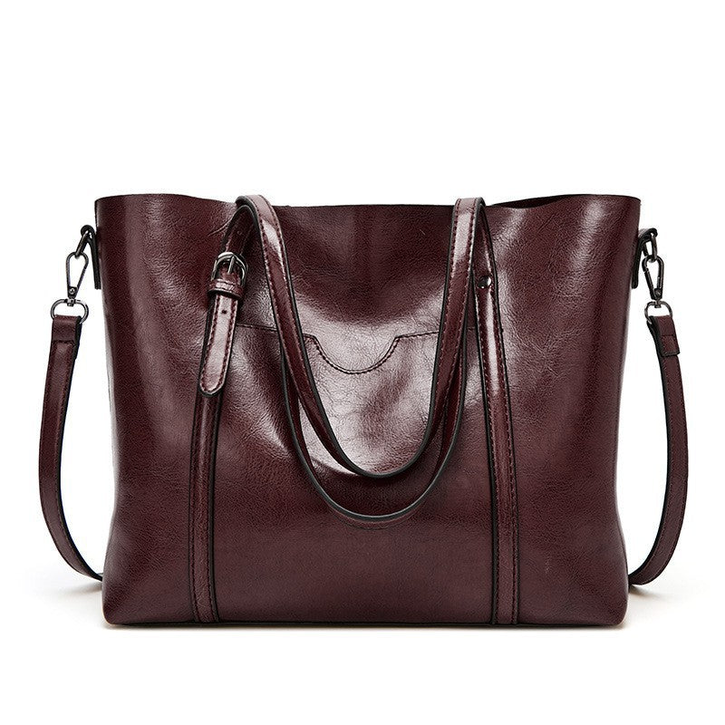Women's Fashion Oil Wax Leather Portable Shoulder Bags