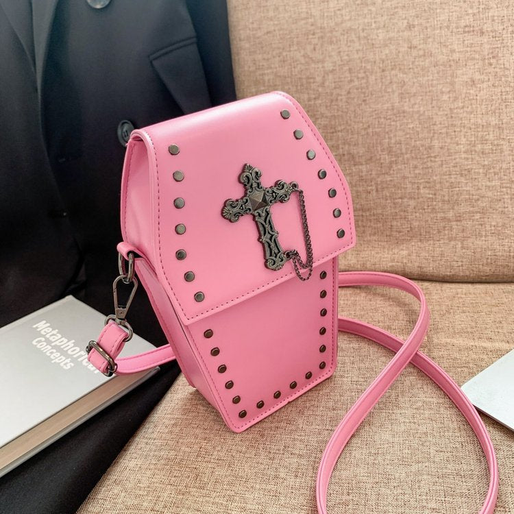 Women's Rivet Retro Gothic Style Vertical Mobile Crossbody Bags