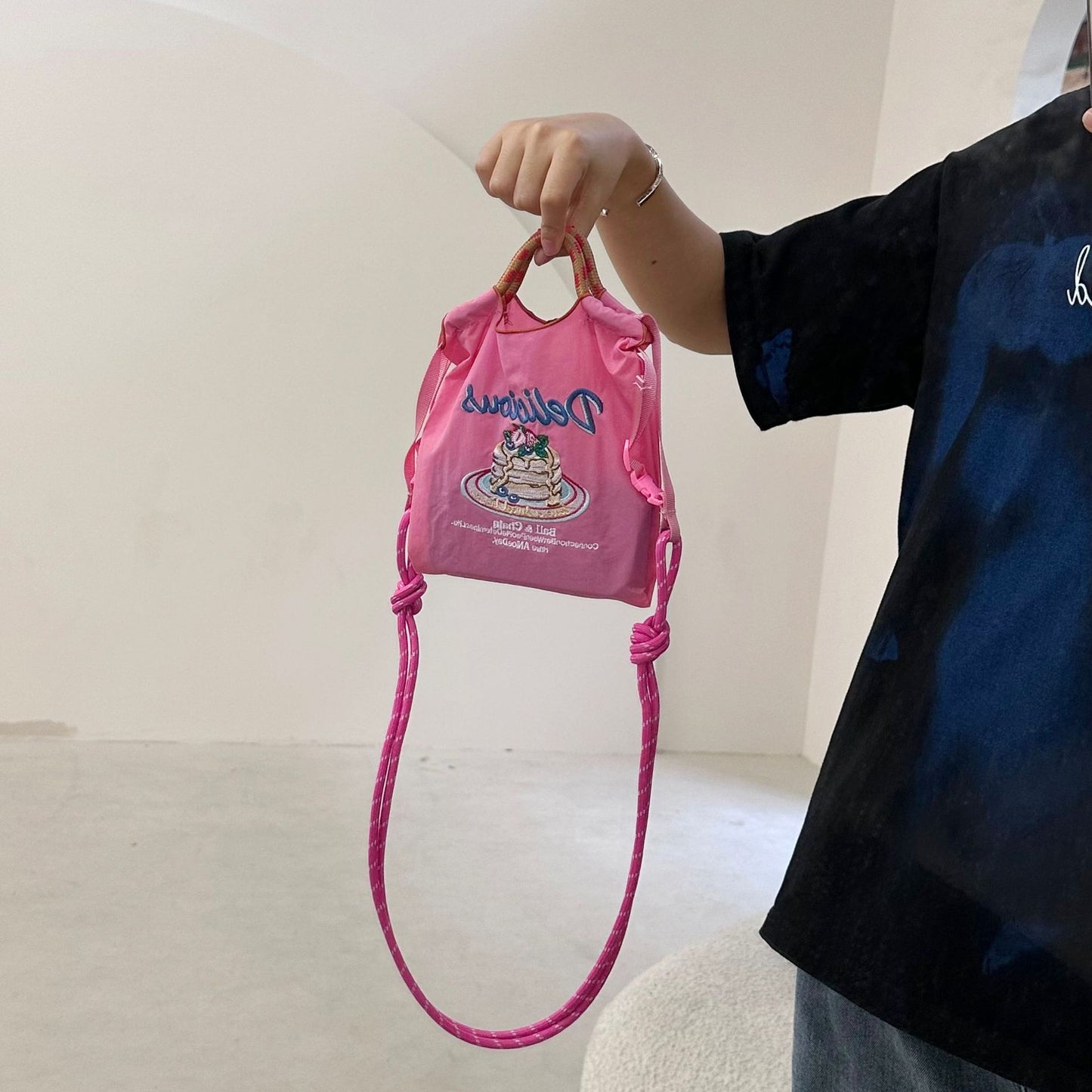 High Round Environmental Protection Shopping Nylon Crossbody Bags