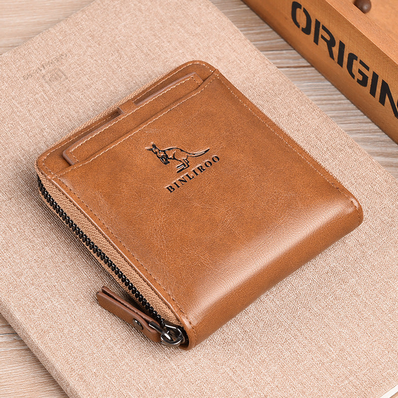 Men's Kangaroo Swiping Vertical Texture Driving License Card Holder