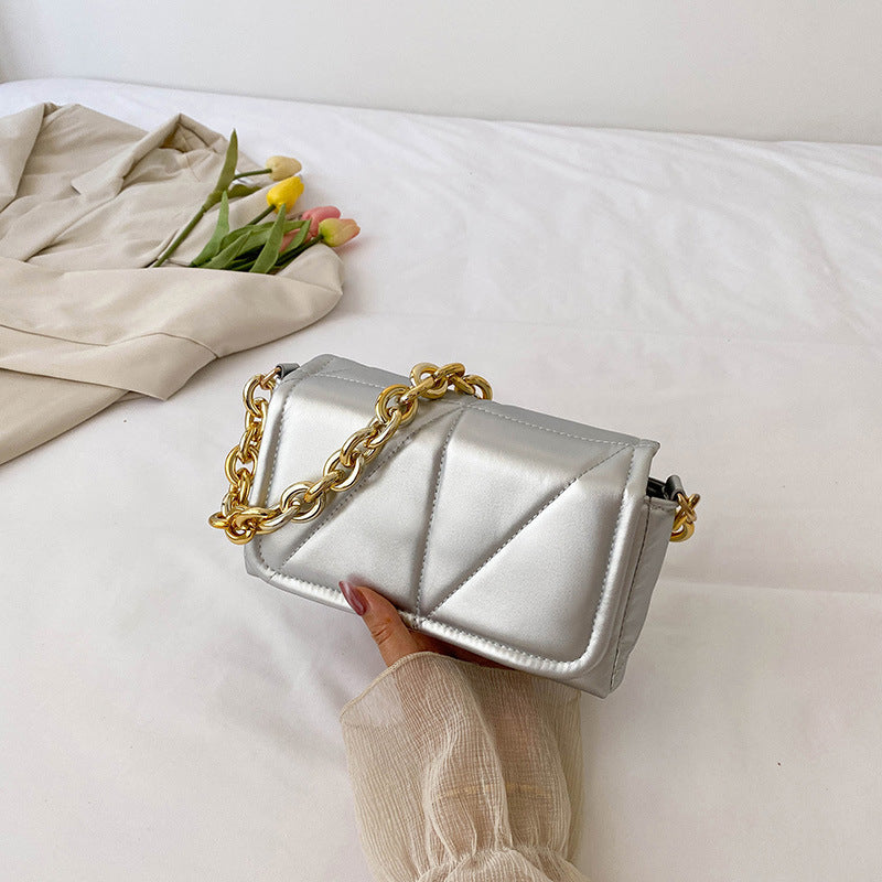 Women's Fashion Solid Color Simple Texture Chain Bags