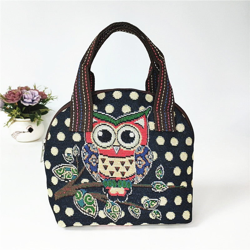 Canvas Embroidered Shell Shape Mobile Change Grocery Handbags