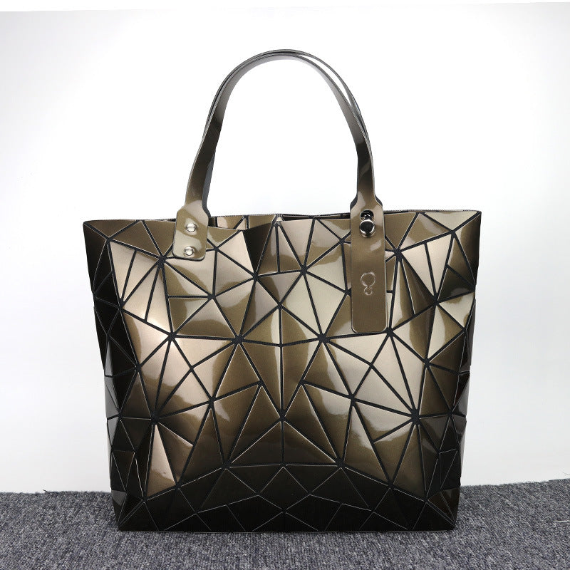 Women's Geometric Rhombus Glossy Large Capacity Changeable Shoulder Bags