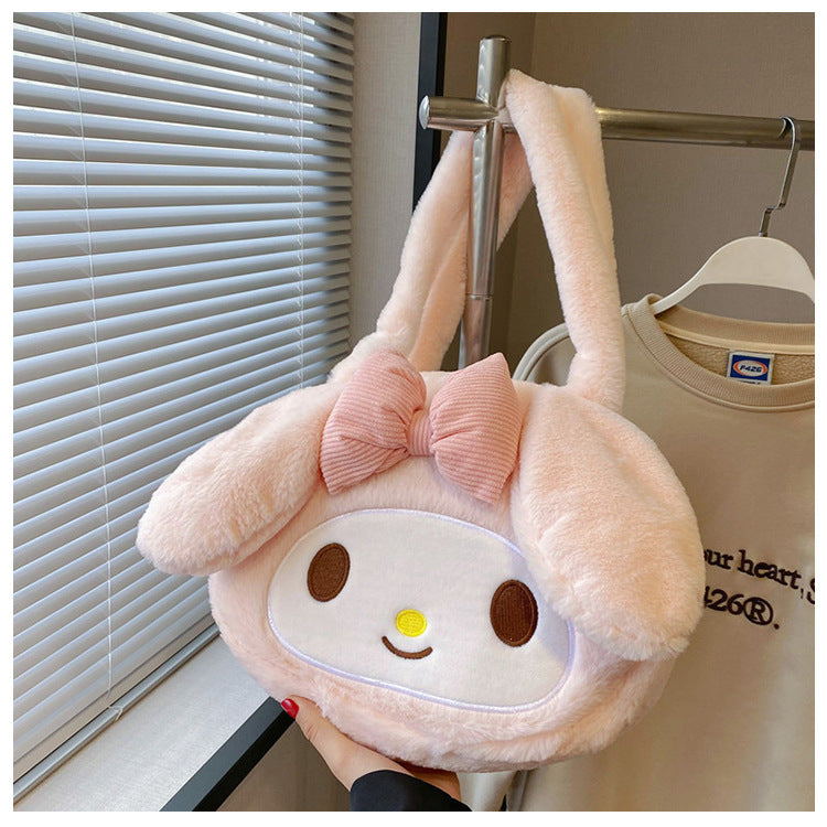 Super Cute Sweet Plush Single Rabbit Cartoon Large Handbags
