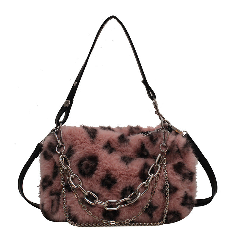 Women's Print Rex Rabbit Fur High-grade Western Style Shoulder Bags