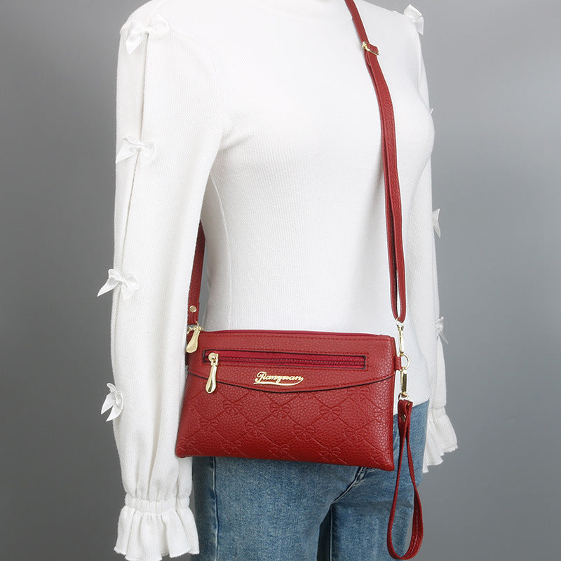 Women's Fashion Embossed Soft Material Mobile Bags