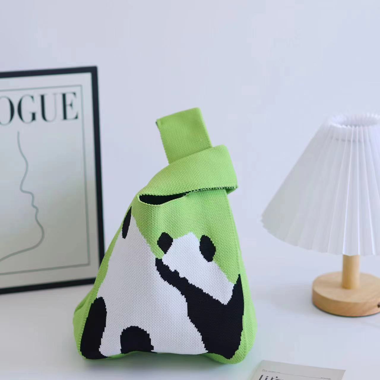 Women's Boat Festival Panda Knitted Wrist Handbags