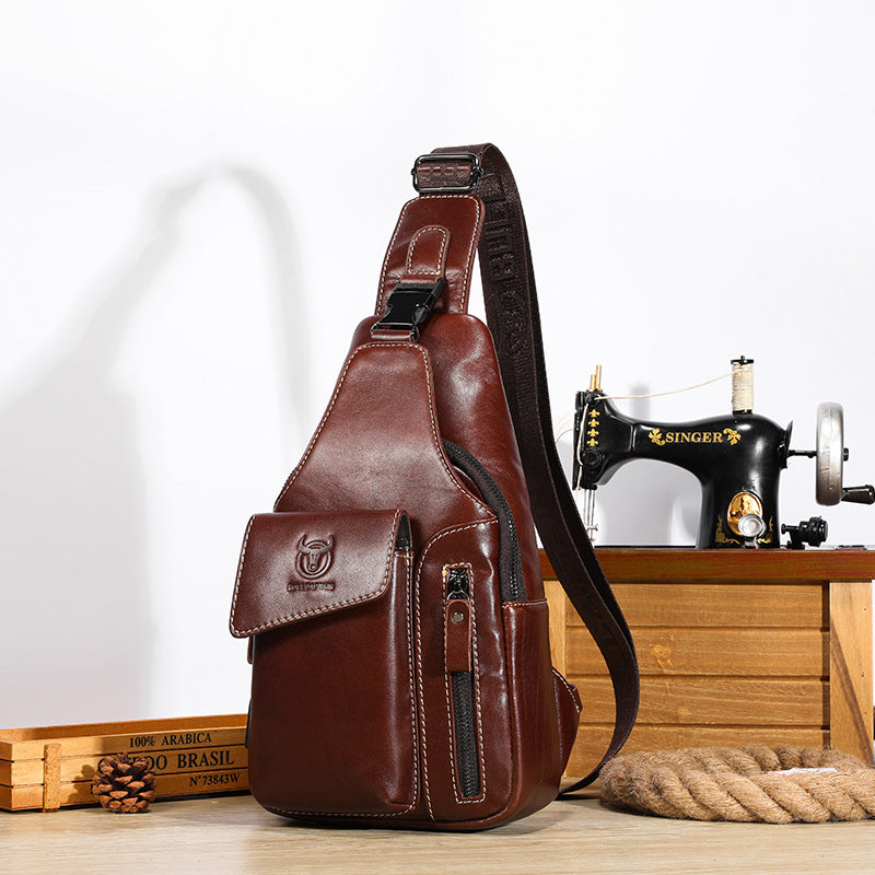 Men's First Layer Cowhide Genuine One Charging Retro Bags