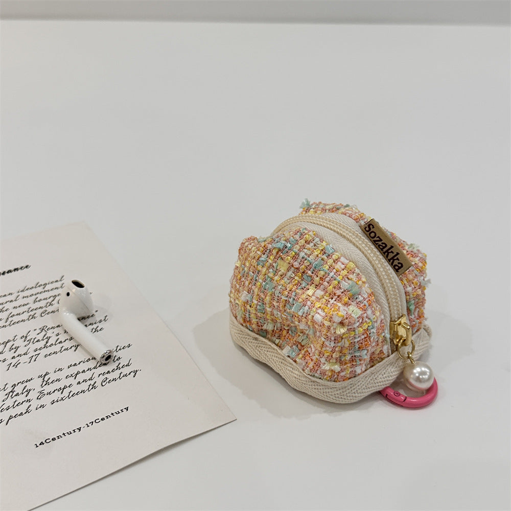 Woolen Plaid For Apple Wireless Headset Protective Coin Purses