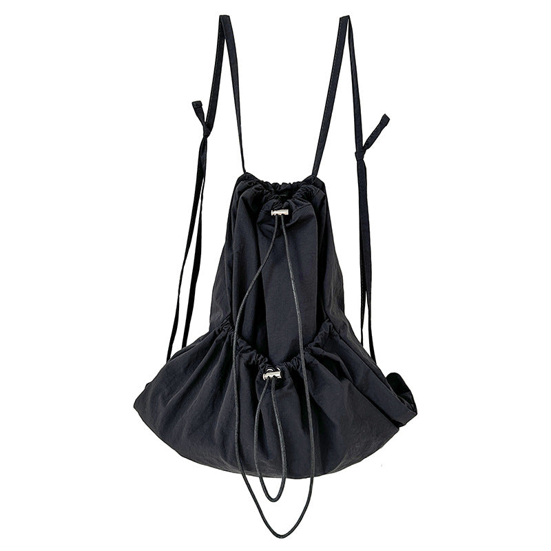 Niche High-grade Large Capacity Pleated Drawstring Backpacks
